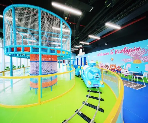 Kids having fun in a soft play area