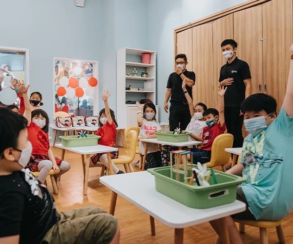 Group of children enjoying a learning game